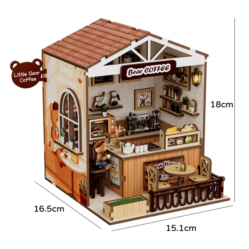 Model Kit House - Zestaw DIY Drewniany Miniaturowy Domek Kawiarnia