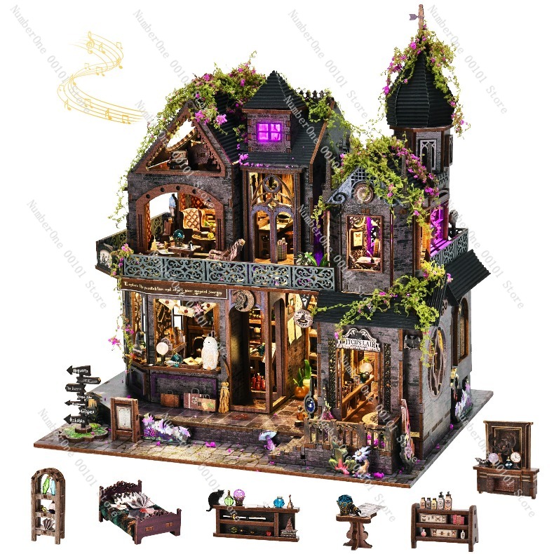 Model Kit House - Drewniany Miniaturowy Domek - Zestaw Klocków